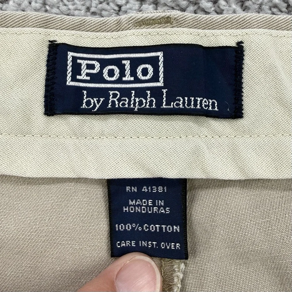 Vintage Polo Ralph Lauren Tyler Shorts Men's 48 Beige Pleated Preppy Chino